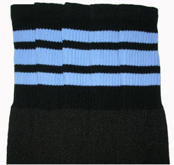 Black Tube Socks with Baby Blue Stripes