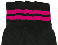 Black Tube Socks with Hot Pink Stripes 