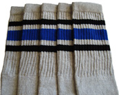 Grey Tube Socks with Black and Royal Blue Stripes