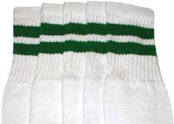 White Tube Socks with Green Stripes 