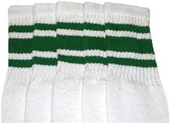 White Tube Socks with Green Stripes