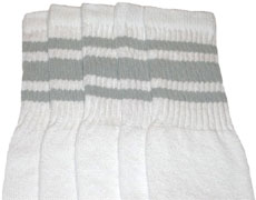 White Tube Socks with Grey Stripes