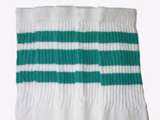 White Tube Socks with Teal Stripes
