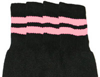 Knee High White Tube Socks with Baby Pink Stripes