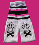 Knee High Cupcakes Tube Socks with Black and Hot Pink Stripes