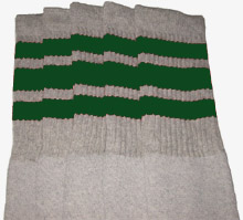 Knee High Grey Tube Sockswith Green Stripes