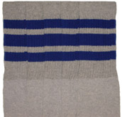Knee High Grey Tube Socks with Royal Blue Stripes