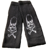 Knee High Skull and Bones Solid Black Tube Socks