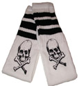 Knee High Skull and Bones White Tube Socks with Black Stripes