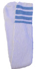 Over the Knee White Tube Socks with Baby Blue Stripes