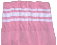 Baby Pink Tube Sock with White Stripes
